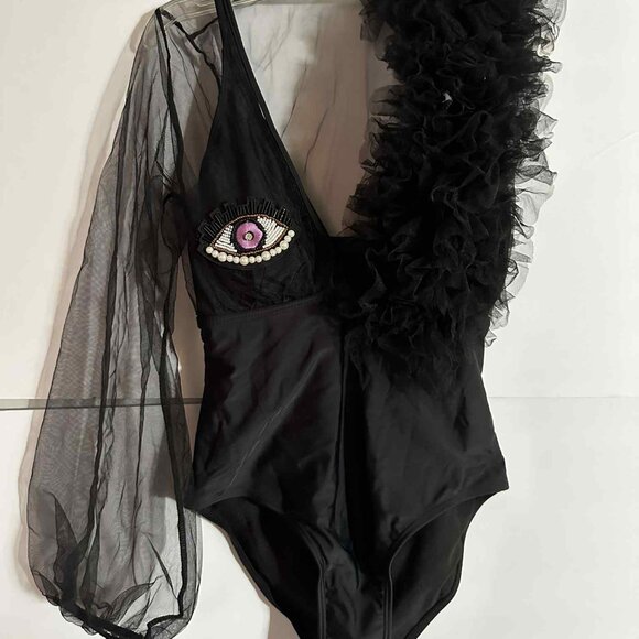 BECCA BODYSUIT with Beaded Eye Detail - NEW WITHOUT TAG - SIZE SMALL - Picture 2 of 6